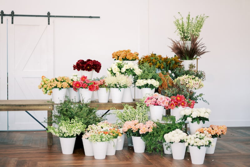 Mayesh Design Star Nashville Workshop products including roses, tree peonies, delphinium, icelandic poppies, astilbe, amaranthus, butterfly ranunculus