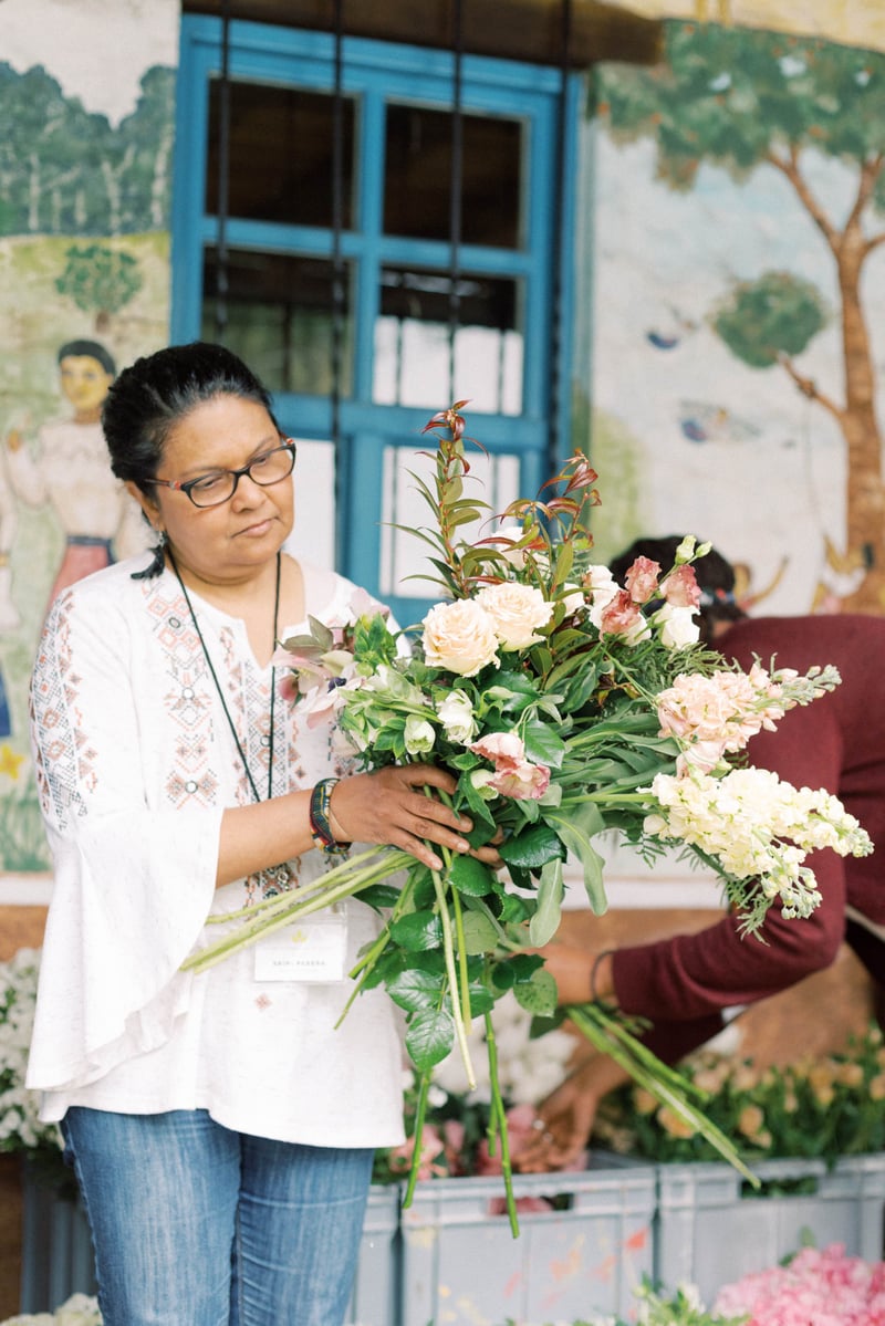 Flowers including roses, lisianthus and stock at the Mayesh International Workshop in Quito, Ecuador.